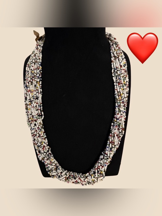 Jewelry - ⭐️ Multi Strand Seed Bead Statement Necklace |  White Multicolor Boho Summer